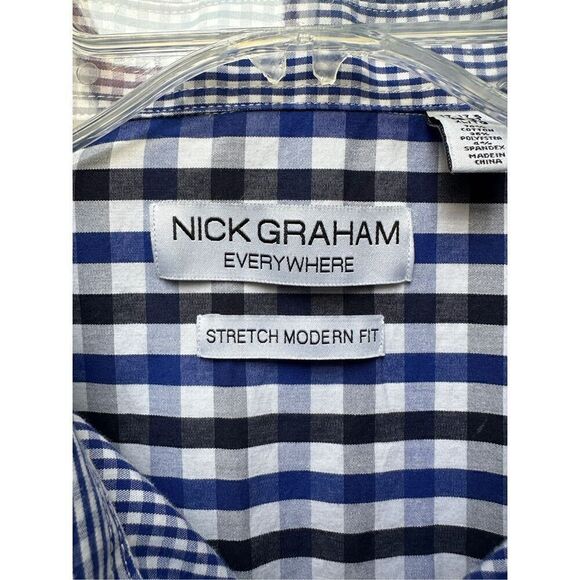 Nick Graham men’s stretch modern fit blue flip cuff shirt size XL TG #29-1298 - Picture 3 of 6